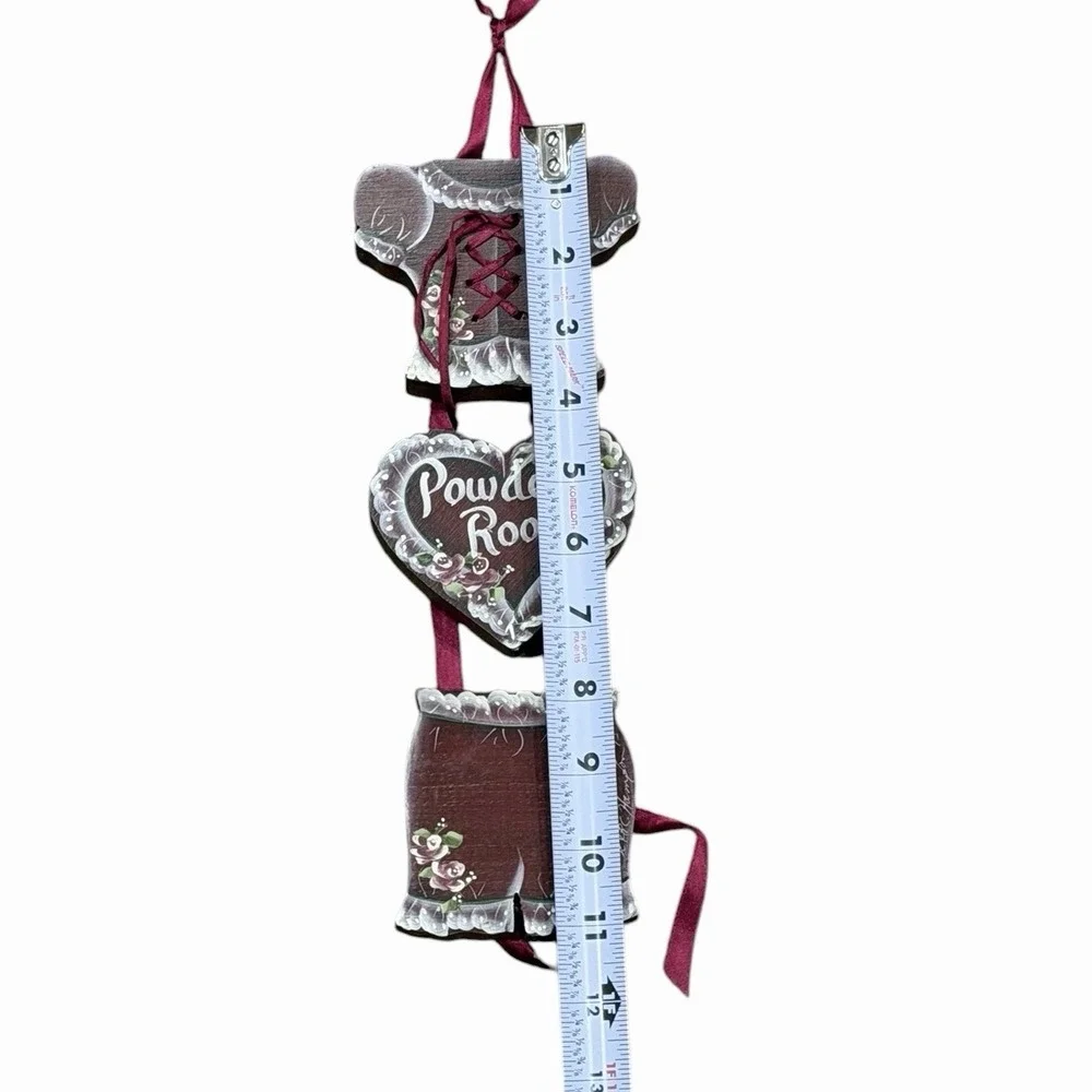 Vintage Wooden Hanging Powder‎ Room Sign Heart Farmhouse Hand Painted Cottage
